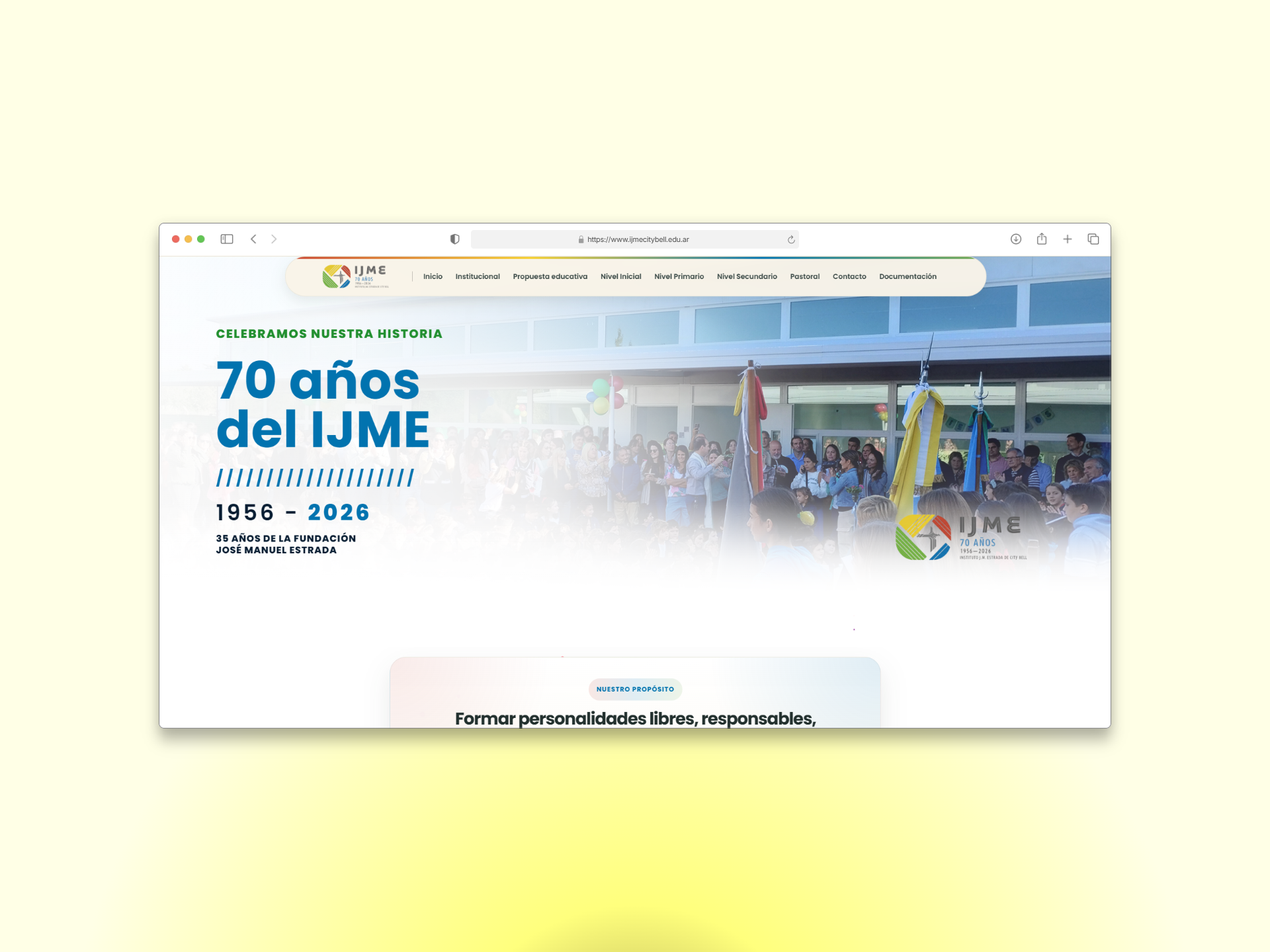 Diseño del sitio web del IJME adaptado a la celebración de sus 70 años