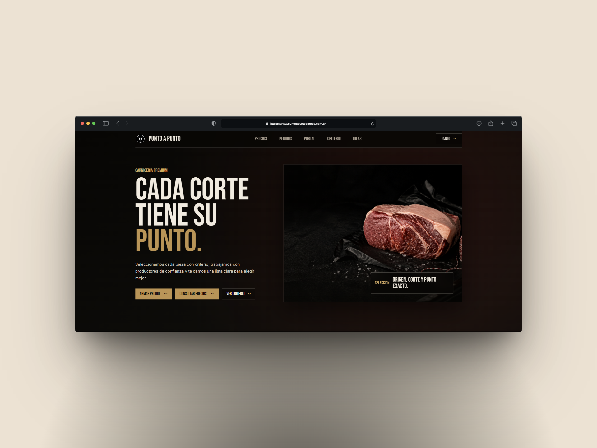 Página institucional de Punto a Punto Carnes